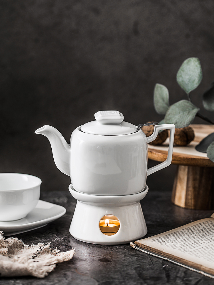 Nordic pure white ceramic teapot with filtering contracted household afternoon tea high - capacity teapot large sample tea cup