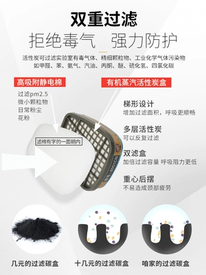 Mặt nạ phòng độc toàn mặt Mặt nạ dưỡng khí chống bụi bảo vệ hô hấp toàn mặt sơn phun khí sinh hóa mặt nạ bảo hộ lao động 