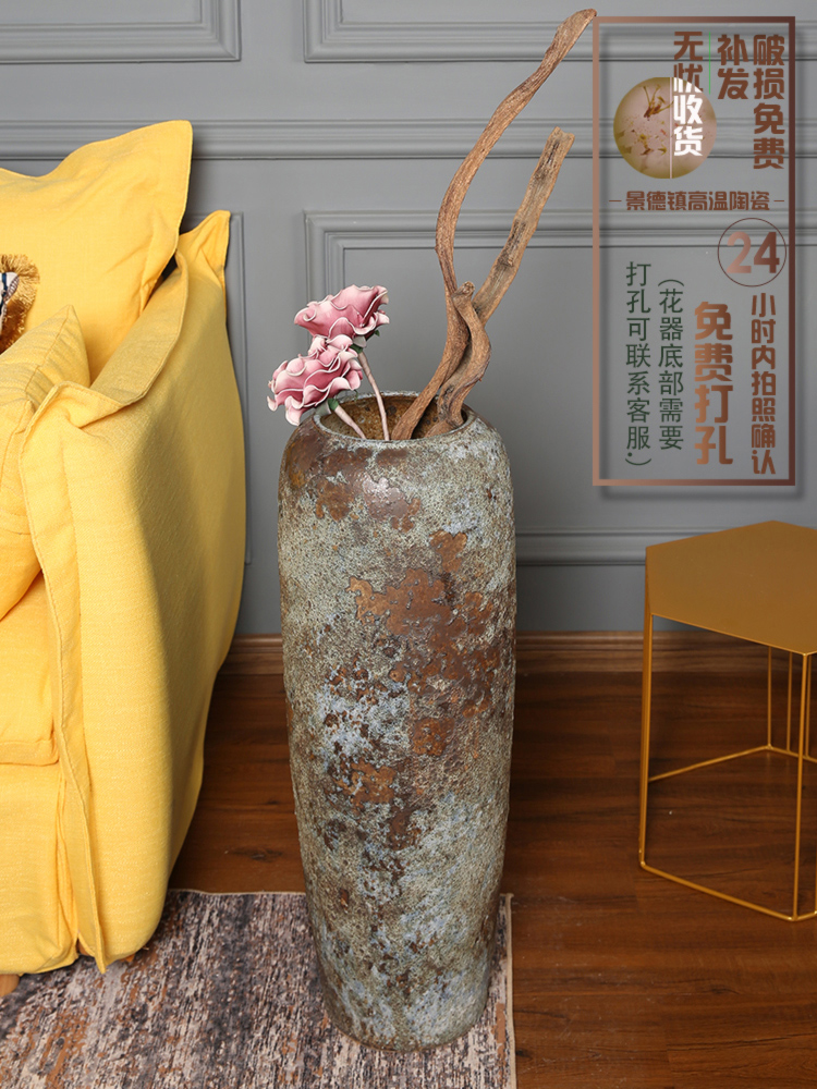 Restoring ancient ways of jingdezhen manual coarse pottery jars, vases, flower arranging dried flowers large flower pot I and contracted landing place