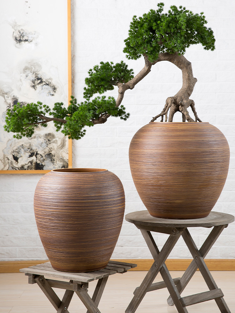 Pottery vase of large is suing furnishing articles of Chinese style restoring ancient ways of sitting room hotel decoration flower arranging dried flowers thick ceramic bottle