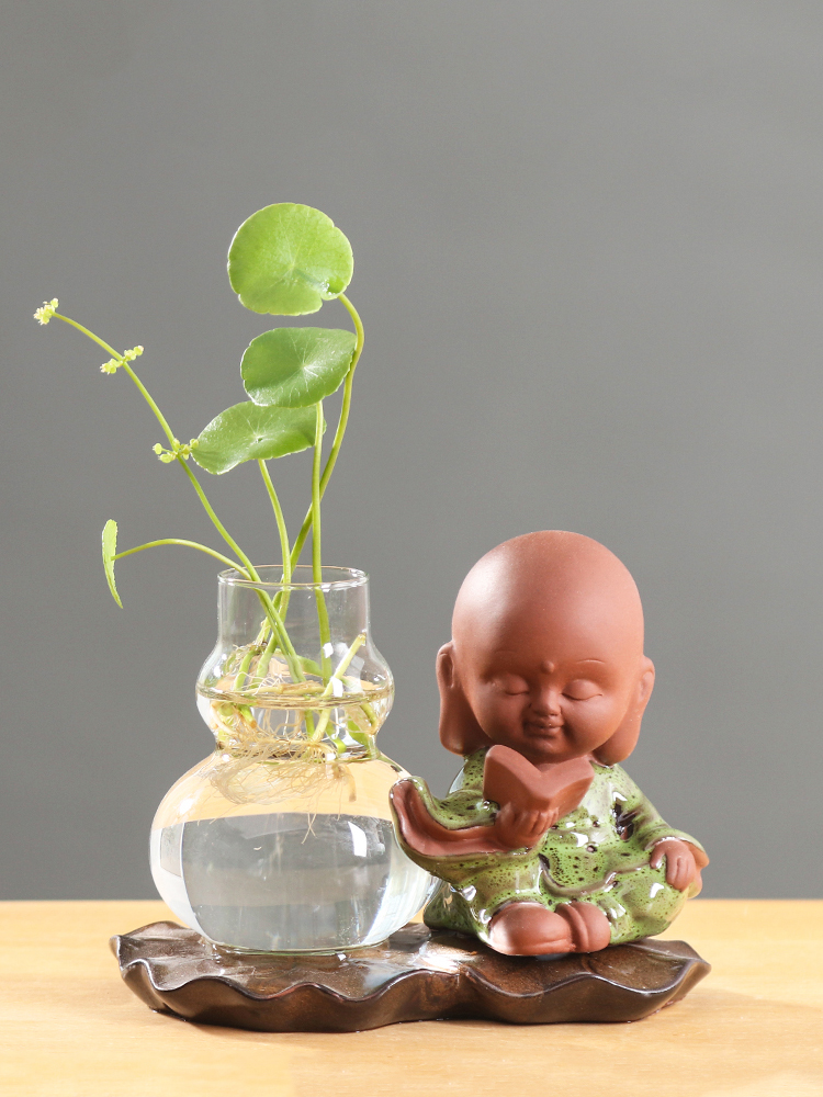 Creative water raise money plant hydroponic glass transparent pot pottery the plants flower vase desktop small place