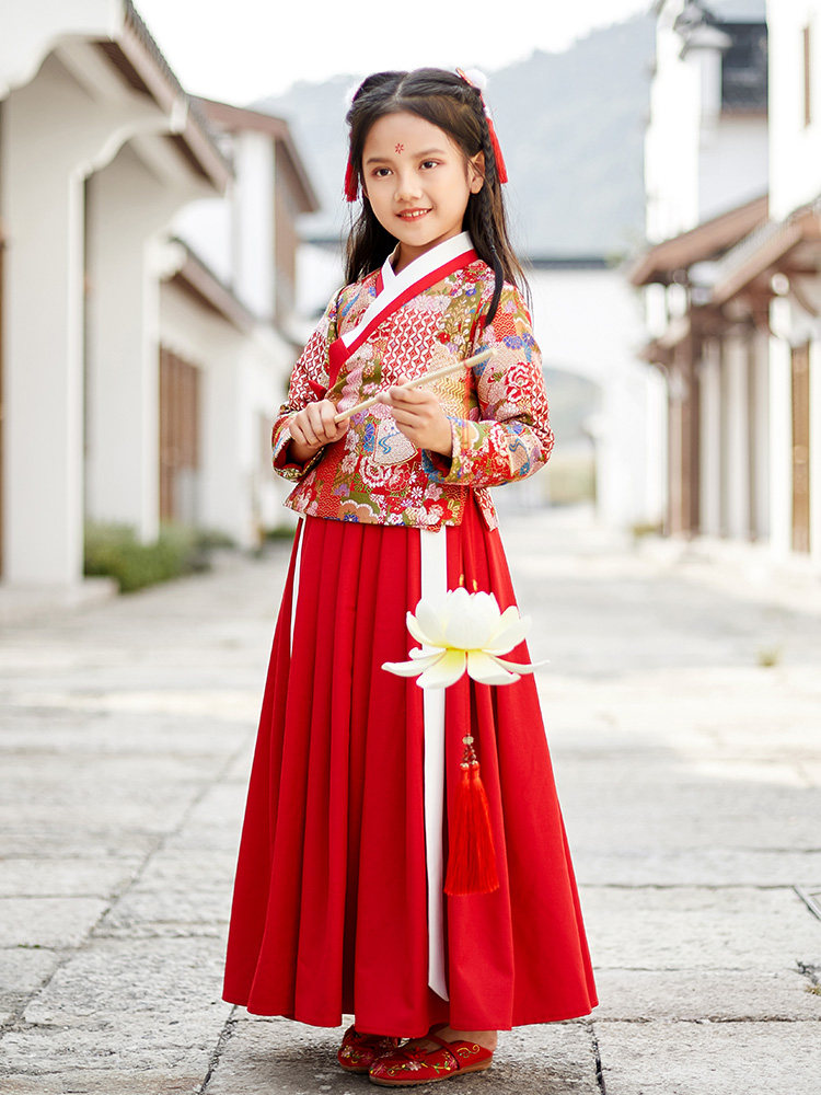 唐宋煮雨 女童汉服 上袄+下裙 图1