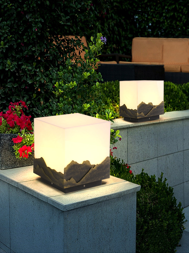 Cột đèn ngoài trời phong cách Trung Hoa mới chống thấm nước sân vườn cổng đèn cột ngoài trời bãi cỏ biệt thự cột đèn năng lượng mặt trời đèn tường đèn trụ cổng năng lượng giá đèn trụ cổng năng lượng mặt trời