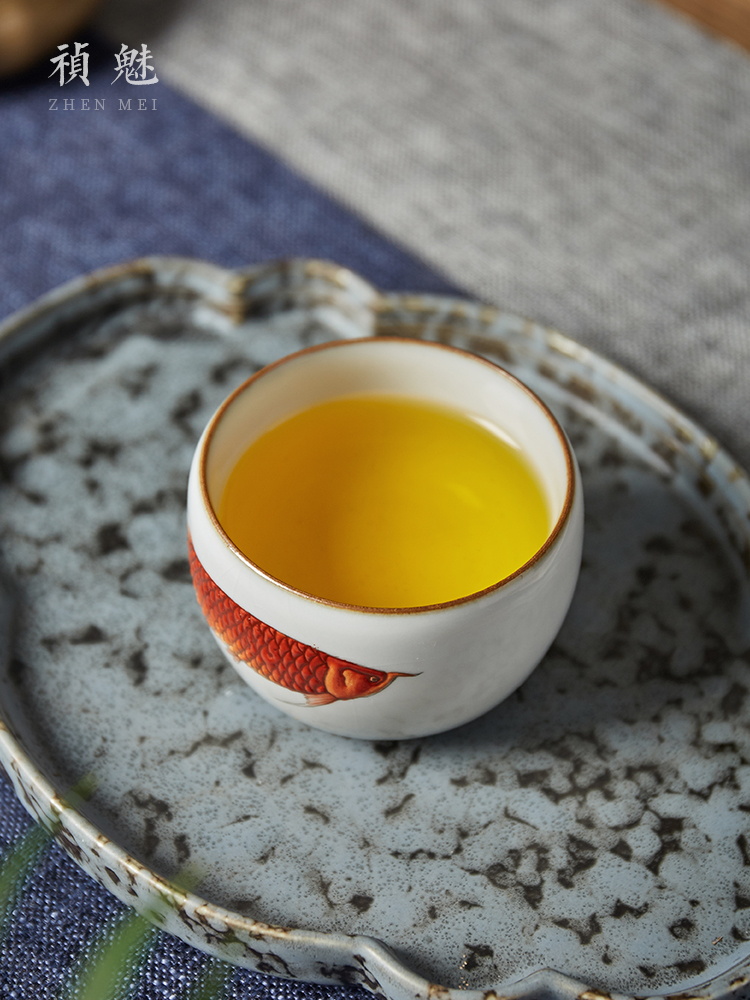 Shot incarnate your up hand - made gold dragon fish master cup single CPU jingdezhen ceramics kung fu tea set sample tea cup personal single CPU