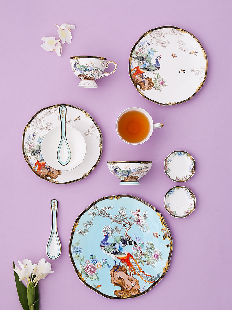 Light key-2 luxury the tide bowl dishes suit high - end exquisite gift ipads China porcelain tableware wind suit housewarming wedding gift
