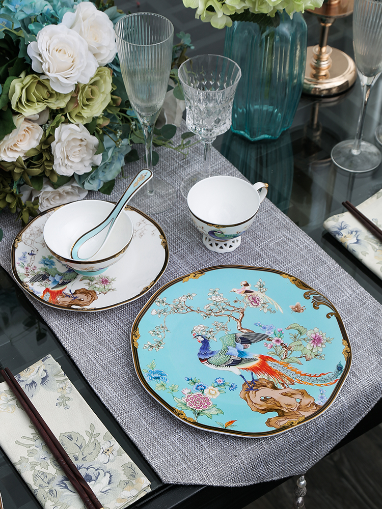 Light key-2 luxury the tide bowl dishes suit high - end exquisite gift ipads China porcelain tableware wind suit housewarming wedding gift