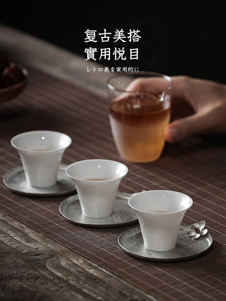 Japanese tin name plum cup mat hand the cup mat cup saucer metal insulation pad tea kungfu tea accessories