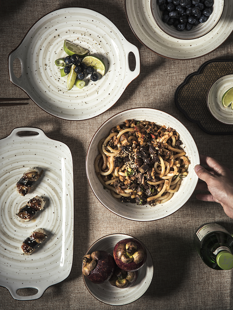 Jingdezhen ceramic dishes suit household eat bowl bowl chopsticks retro contracted Japanese - style tableware Nordic dishes