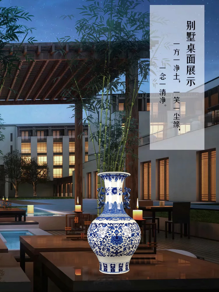 Jingdezhen ceramics antique hand - made sitting room adornment of new Chinese style new classic desktop furnishing articles of blue and white porcelain vase