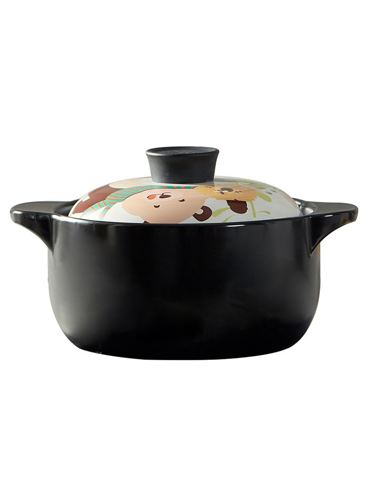 Orange leaf ceramic casserole stew pot of porridge with household health flame induction cooker for small casserole soup pot soil jug