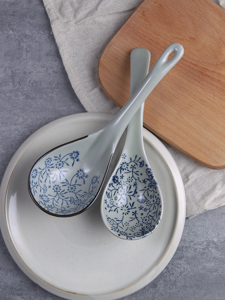 And the four seasons under the glaze color Japanese - style tableware individuality creative hand - made of household ceramic spoon, spoon, spoon, spoon, spoon