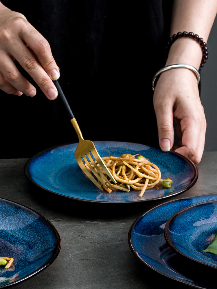 European ceramic disc plate beefsteak plate disc cake plate of pasta dish tray is variable plate under the glaze color tableware