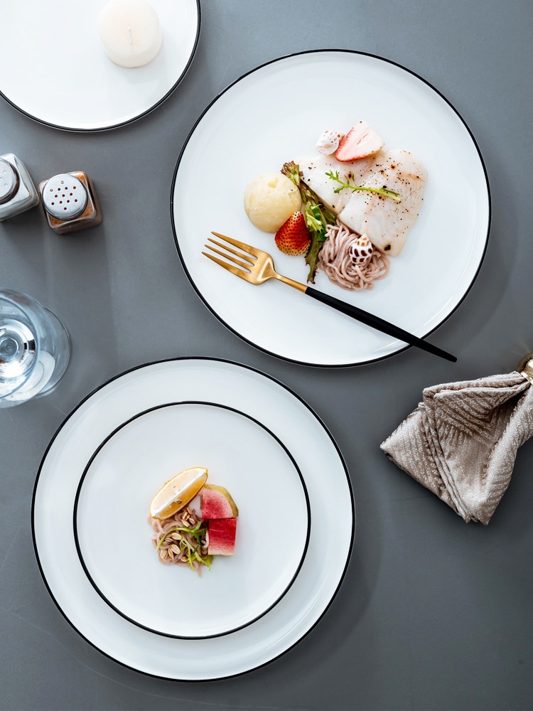 The Nordic idea ceramic circular disc white home plate of pasta dish beefsteak plate pizza ltd. dish plate