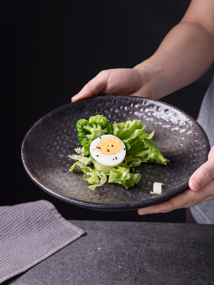 Under the glaze color ceramic disc plate beefsteak pasta dish tray is 1:1. 2 dish dish restaurant dining room