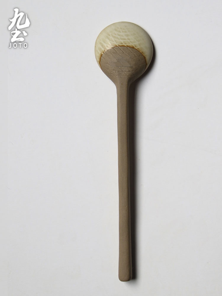 About Nine soil all hand retro coffee spoon, spoon, Japanese ceramic long handle coffee spoon, spoon, creative mixing spoon