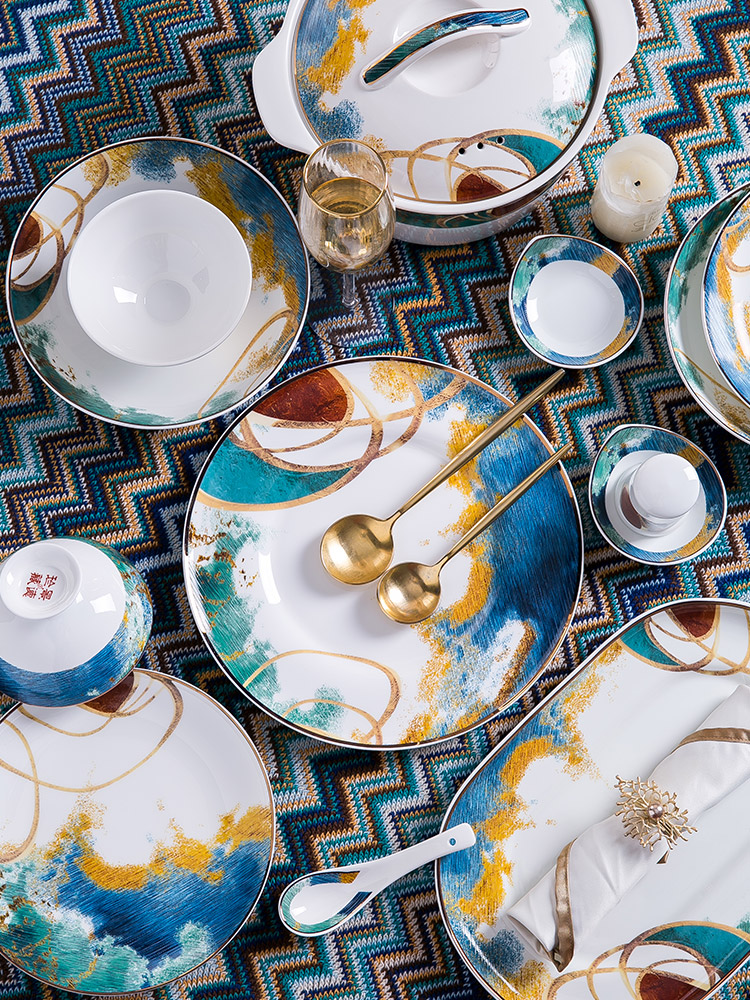 The jingdezhen ceramic dishes chopsticks sets of household new dishes only combination of Chinese style creative dish bowl suit
