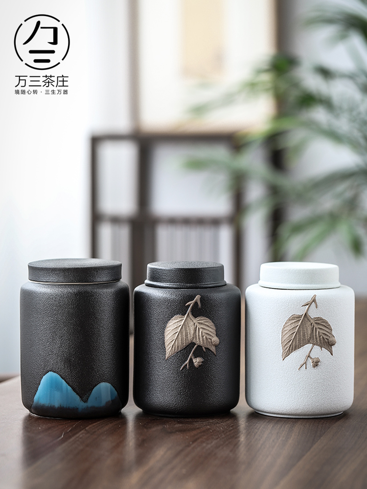 Three thousand tea caddy fixings ceramic seal tank moistureproof household store receives black tea pu 'er wake receives the manual tea warehouse