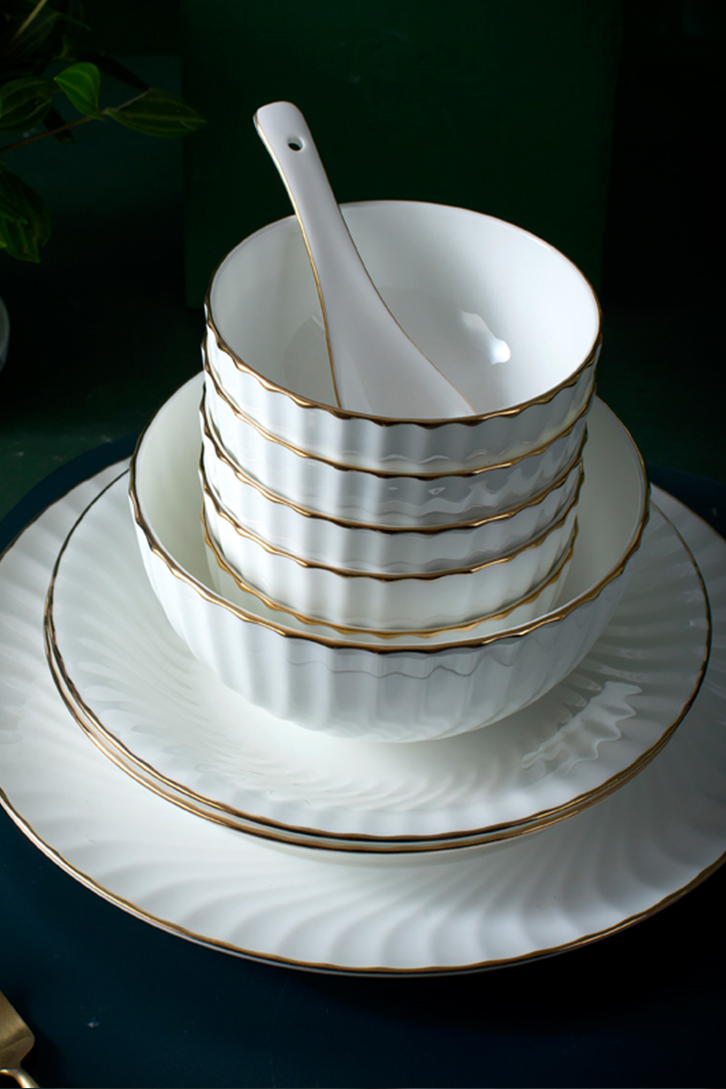 Northern dishes suit household combination fashion simple Chinese ipads porcelain tableware suit dishes of jingdezhen ceramic bowl