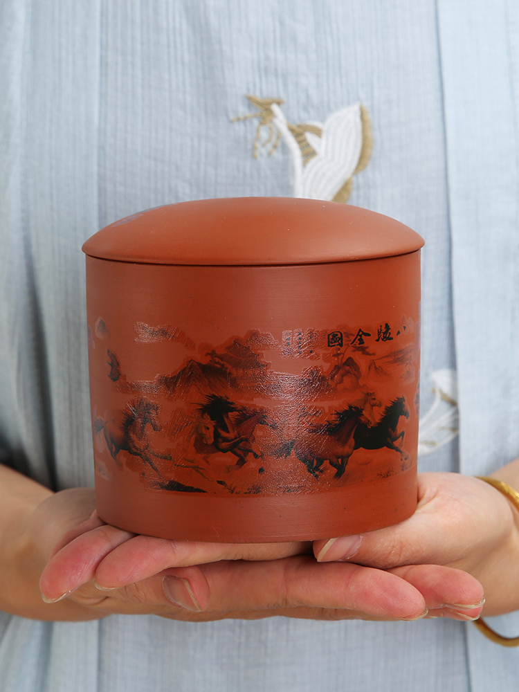 Dragon invertors violet arenaceous caddy fixings ceramic POTS size pu 'er tea box storage sealed as cans of household and POTS