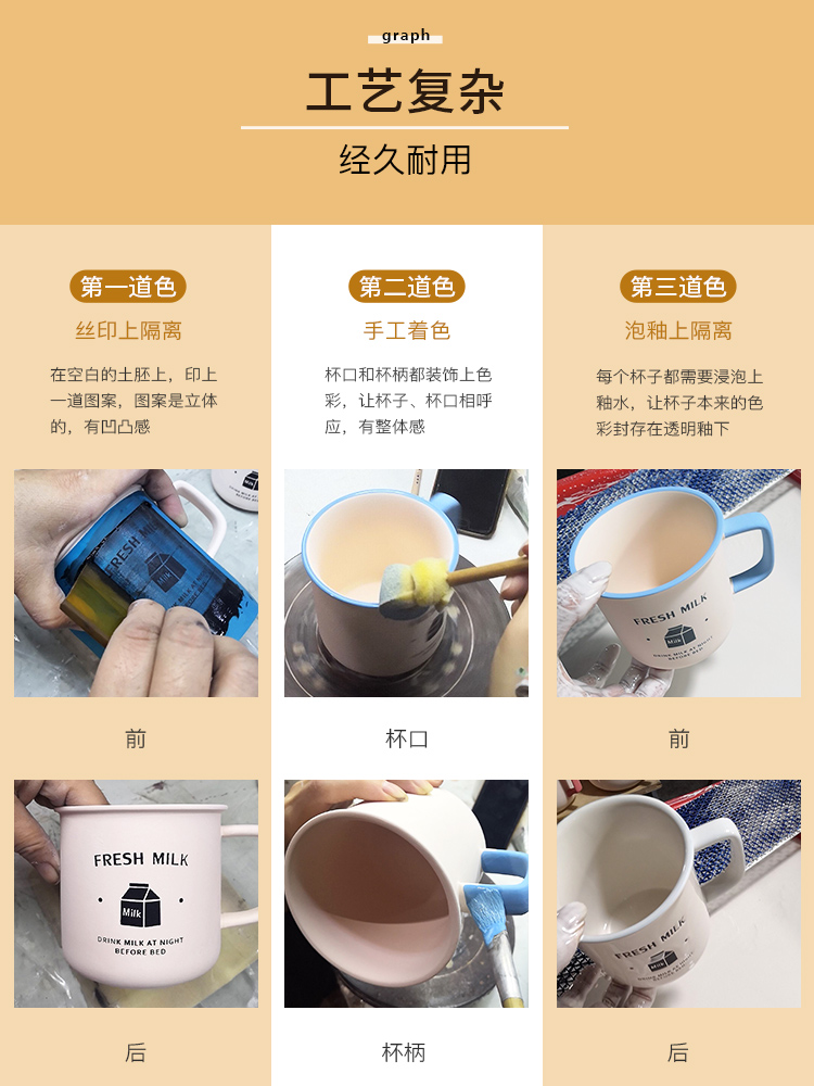 Household water cup contracted enamel cup ChaGangZi nostalgic old ceramic coffee keller family glass suits for