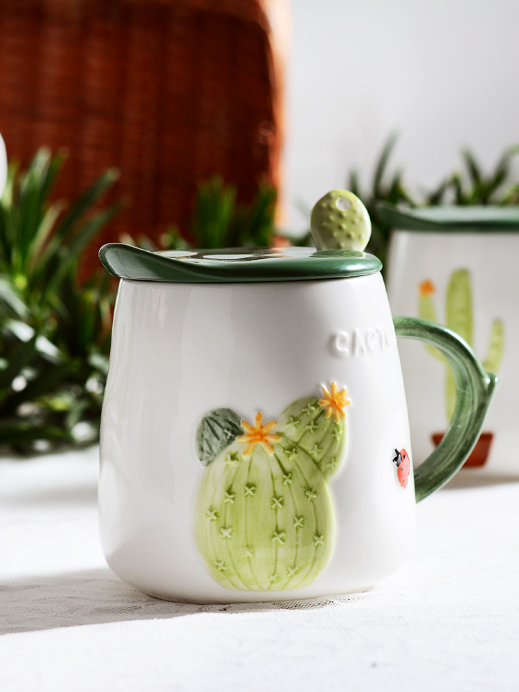 Move of water glass ceramic with cover spoon keller han edition household contracted office oatmeal for breakfast coffee cup