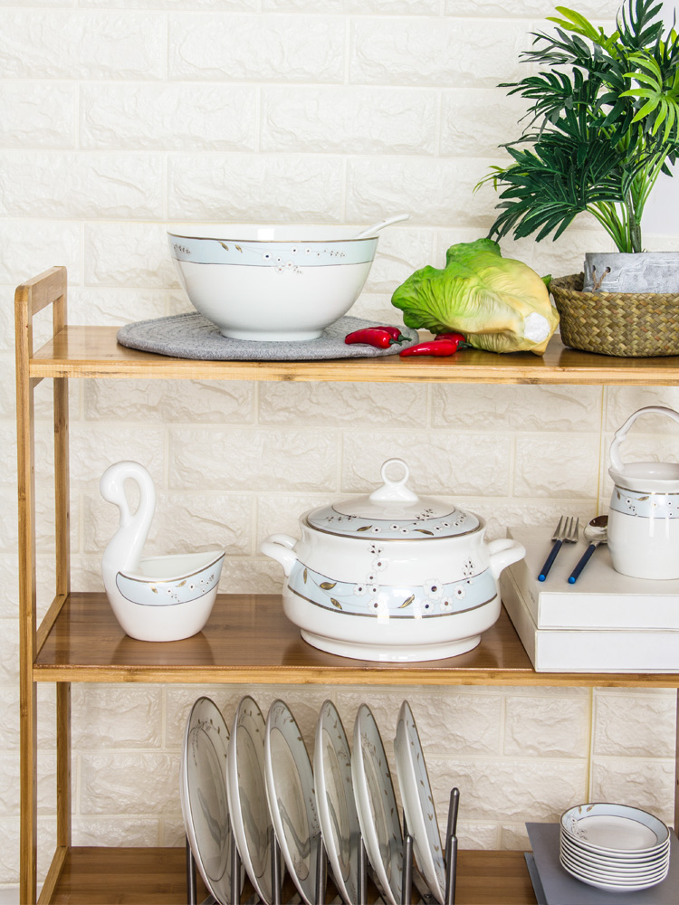 Dishes suit household contracted ipads porcelain Dishes eat ceramic bowl soup plate tableware chopsticks spoons combination of simple but elegant and pure and fresh