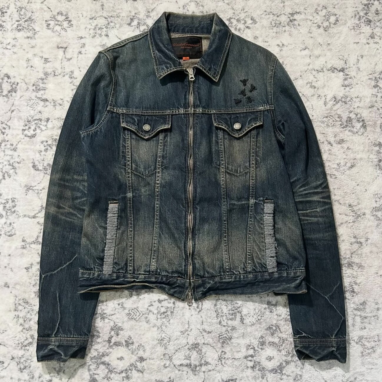 Undercover 06 aw insect embroidered denim jacket: a cropped
