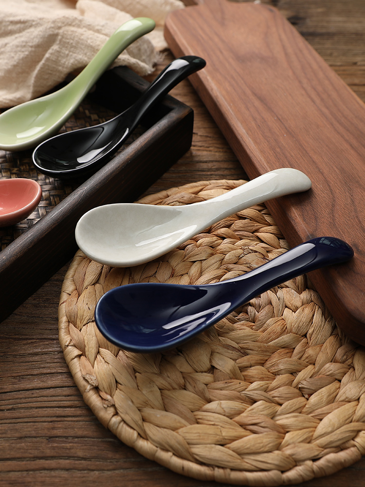 Japanese and wind spoon, spoon, spoon, ladle creative household ceramics tableware portable small spoon to eat sweet