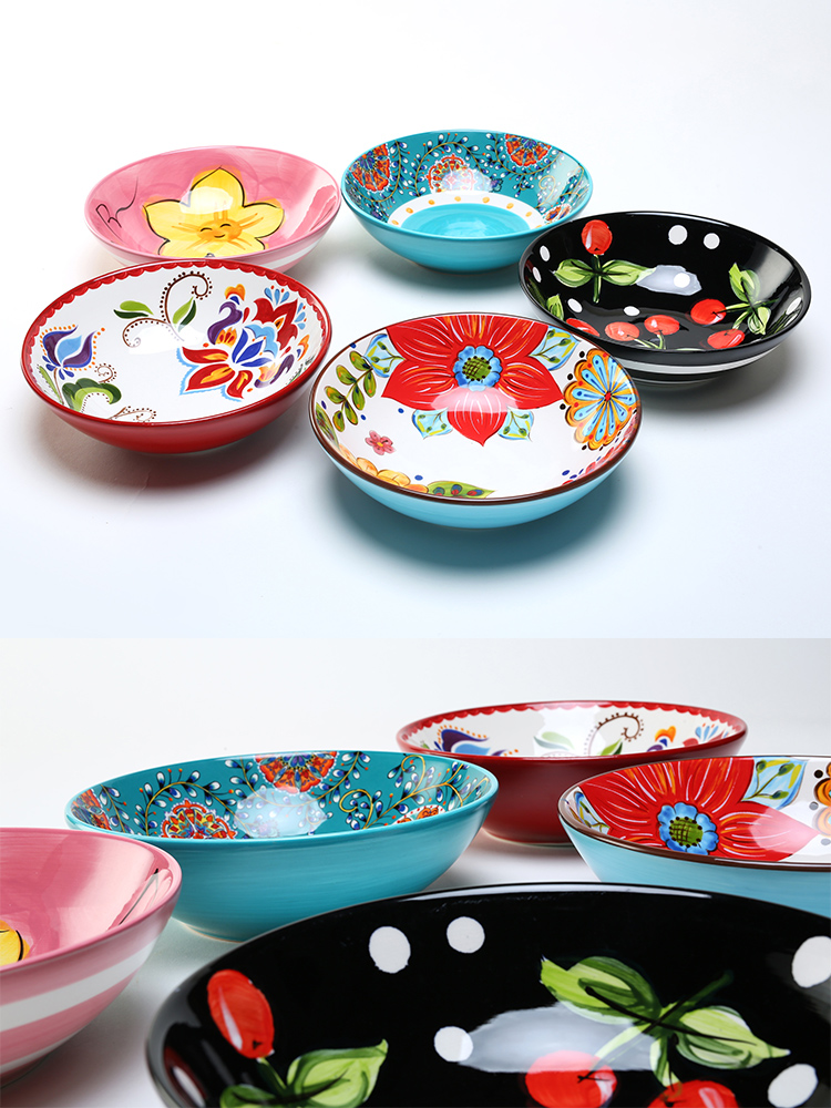 Ceramic tableware eight inches ball mercifully rainbow such as bowl bowl of individual creative move hand - made home soup bowl big rainbow such as bowl a salad bowl