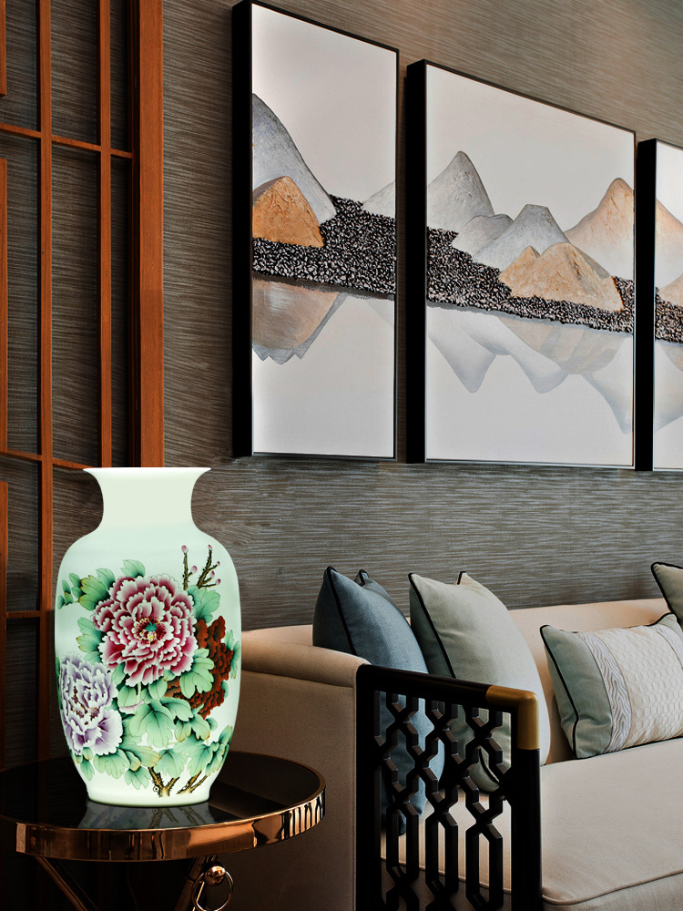 Jingdezhen ceramics vase furnishing articles hand - made blooming flowers, white gourd bottle of Chinese style living room TV cabinet ornament