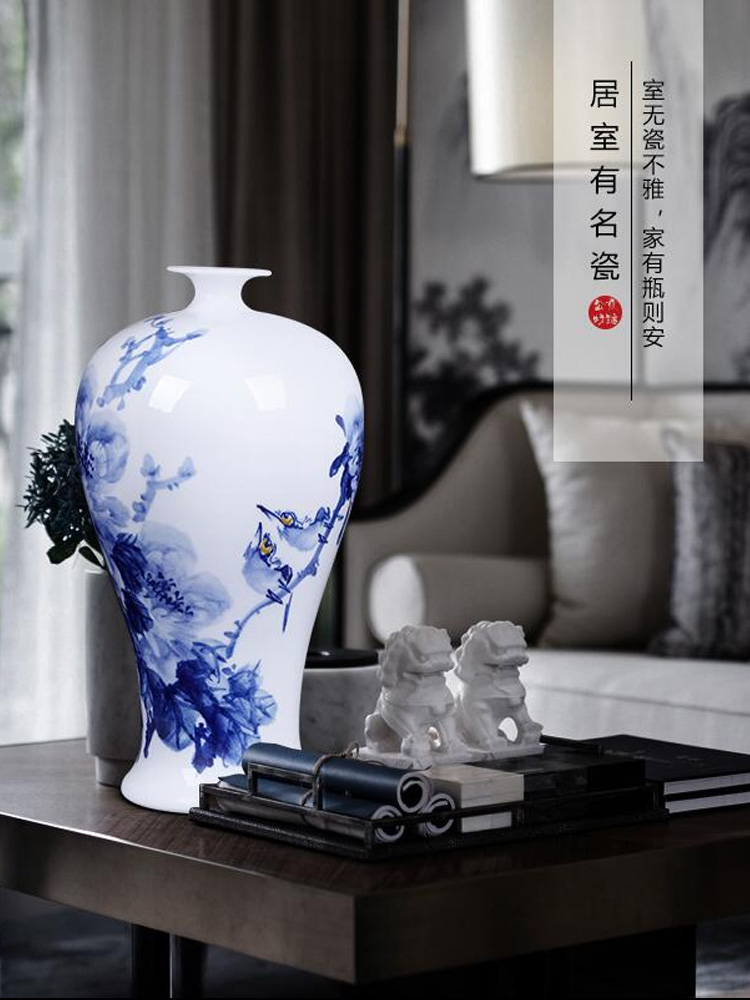 Jingdezhen ceramics hand - made vase peony mei bottles of antique Chinese blue and white porcelain is a sitting room adornment flower arranging furnishing articles