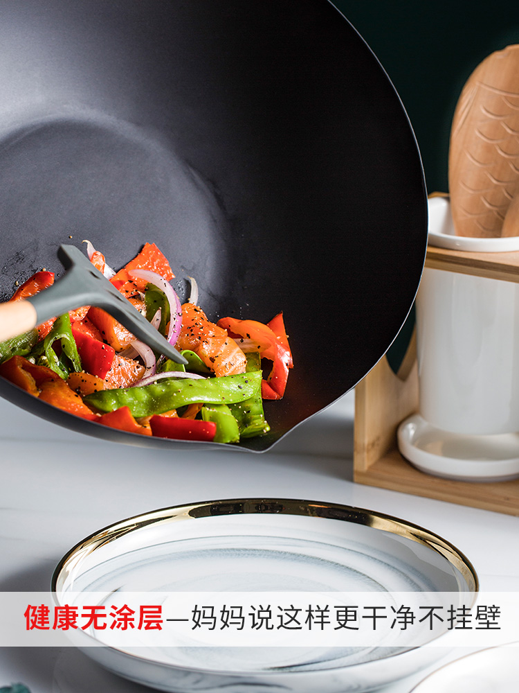 Porcelain color beauty old fry pan with coating POTS home cooking pot induction cooker gas buner for titanium