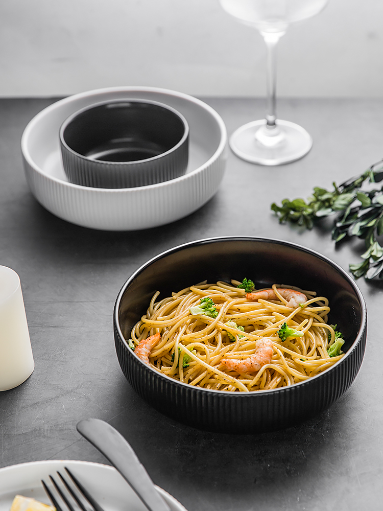 Lototo northern wind individuality creative household ceramic bowl rainbow such as bowl bowl dessert salad bowl bowl ltd. black and white