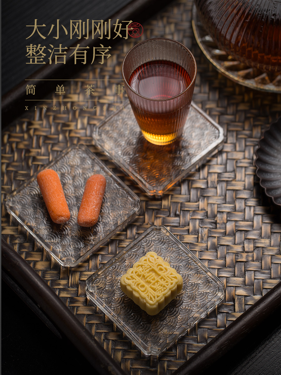 And hall glass cup mat transparent cup supporting Japanese insulation pad kung fu tea set small saucer tea accessories