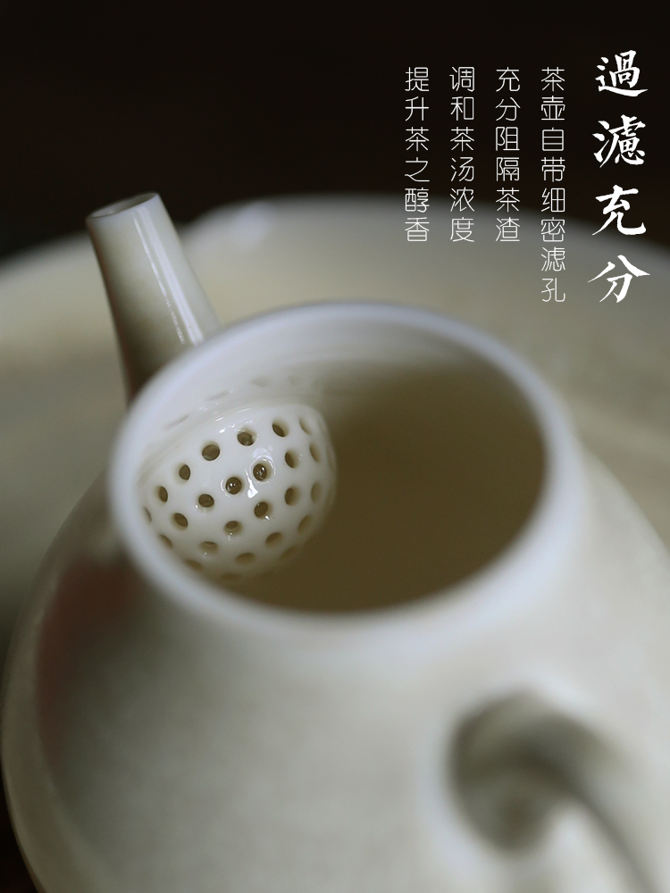 Plain film checking ceramic pot plant ash glaze pear - shaped hands put the pot of up household teapot of single pot of autumn"