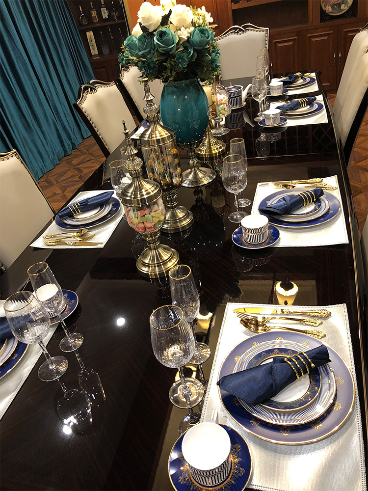European top - grade LanYao gold dishes and utensils neoclassical up phnom penh dish suits for ceramic beefsteak flat home plate