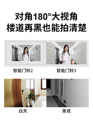 Chuông cửa có hình Xiaomi 3 Chuông cửa thông minh 2 Thế hệ tại nhà không dây Giám sát WiFi chuông cửa có hình kết nối điện thoại chuông báo khách có màn hình Chuông cửa có hình