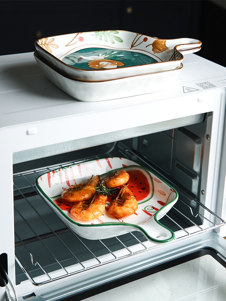Creative lovely web celebrity oven bake paella pan ceramic household with handle tableware ins 0