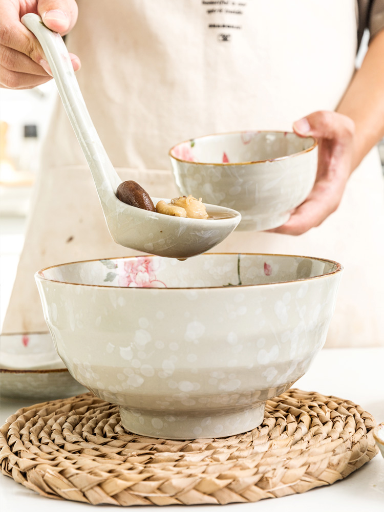 Japanese tableware ceramic dishes home cherry blossom put soup bowl bowl size 0 home the rainbow such to use single soup plate