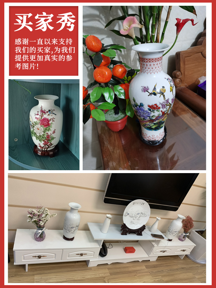 Jingdezhen blue and white porcelain floret bottle ceramic rich ancient frame place flower arranging Chinese porcelain office sitting room adornment