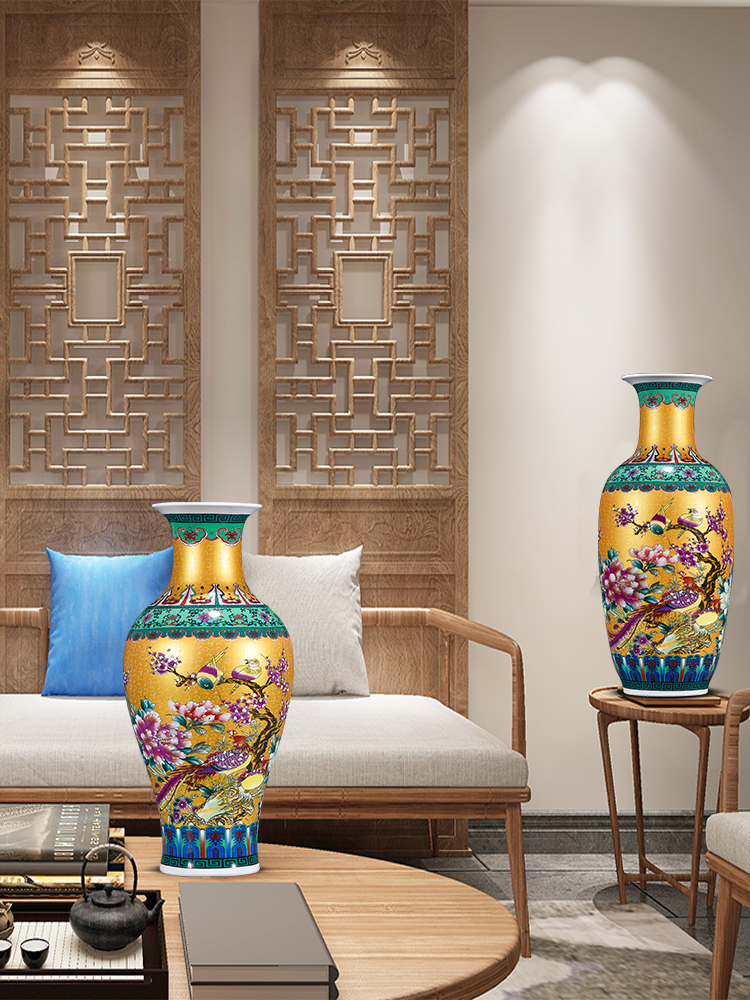 Archaize of jingdezhen ceramics colored enamel large vases, flower arrangement sitting room of Chinese style household adornment landing place