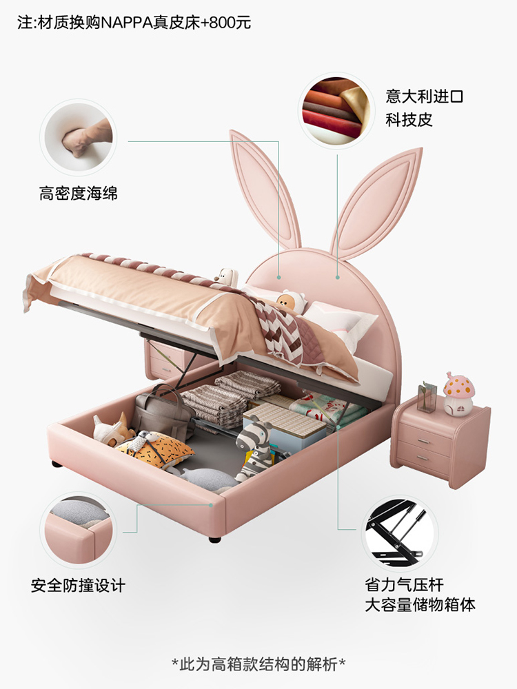 Trẻ em gái tai thỏ màu hồng giường màn ngủ màu đỏ in Bắc Âu phim hoạt hình cô gái giường đôi cô gái công chúa