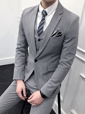 Bộ đồ vest nam ba mảnh phù hợp với Hàn Quốc Slim trẻ trung đẹp trai xu hướng váy cưới Anh nhỏ phù hợp - Suit phù hợp quần tây Suit phù hợp