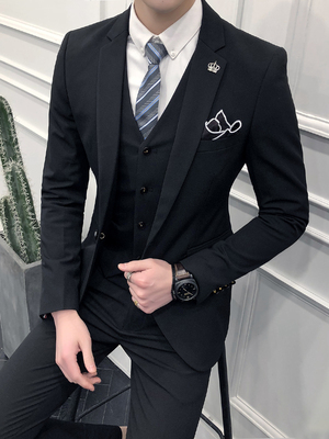Bộ đồ vest nam ba mảnh phù hợp với Hàn Quốc Slim trẻ trung đẹp trai xu hướng váy cưới Anh nhỏ phù hợp - Suit phù hợp quần tây Suit phù hợp