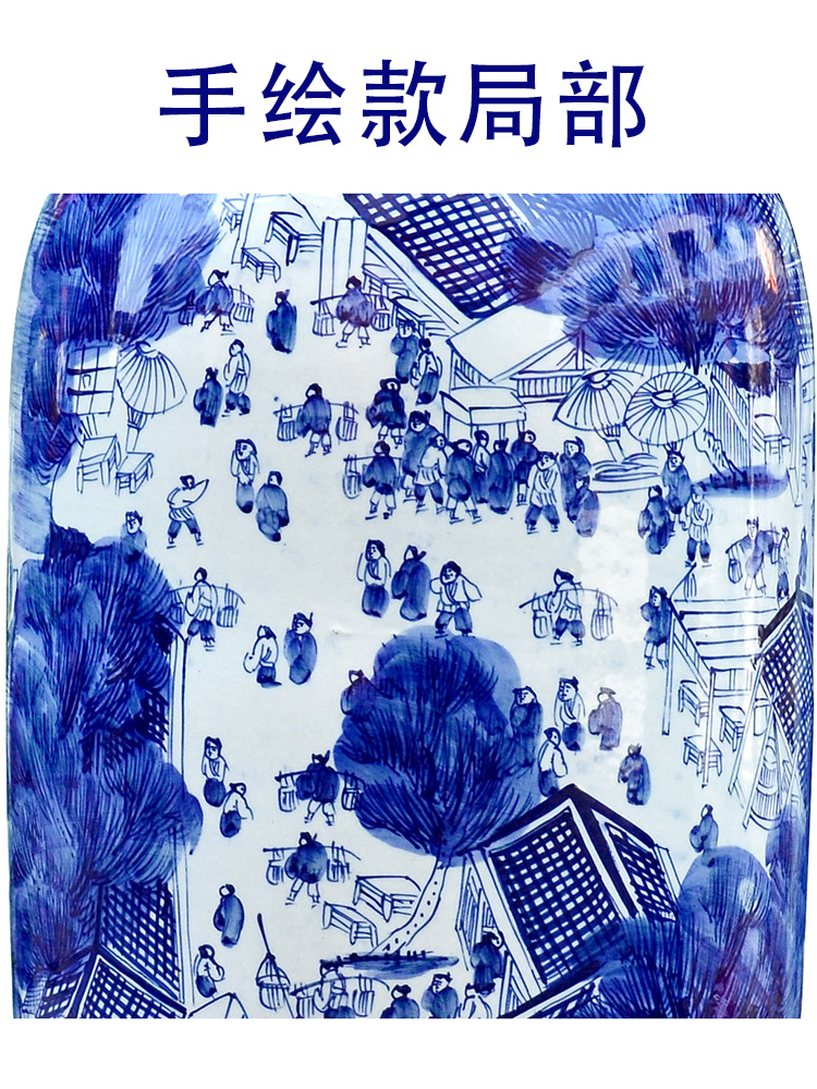 Blue and white porcelain of jingdezhen ceramics hand - made ching Ming vase painting of large sitting room place opening gifts