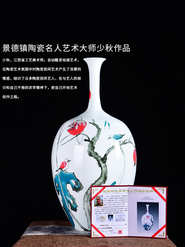 Jingdezhen ceramic masters hand - made the master powder enamel vase flower arranging gall bladder sitting room porch decoration handicraft furnishing articles