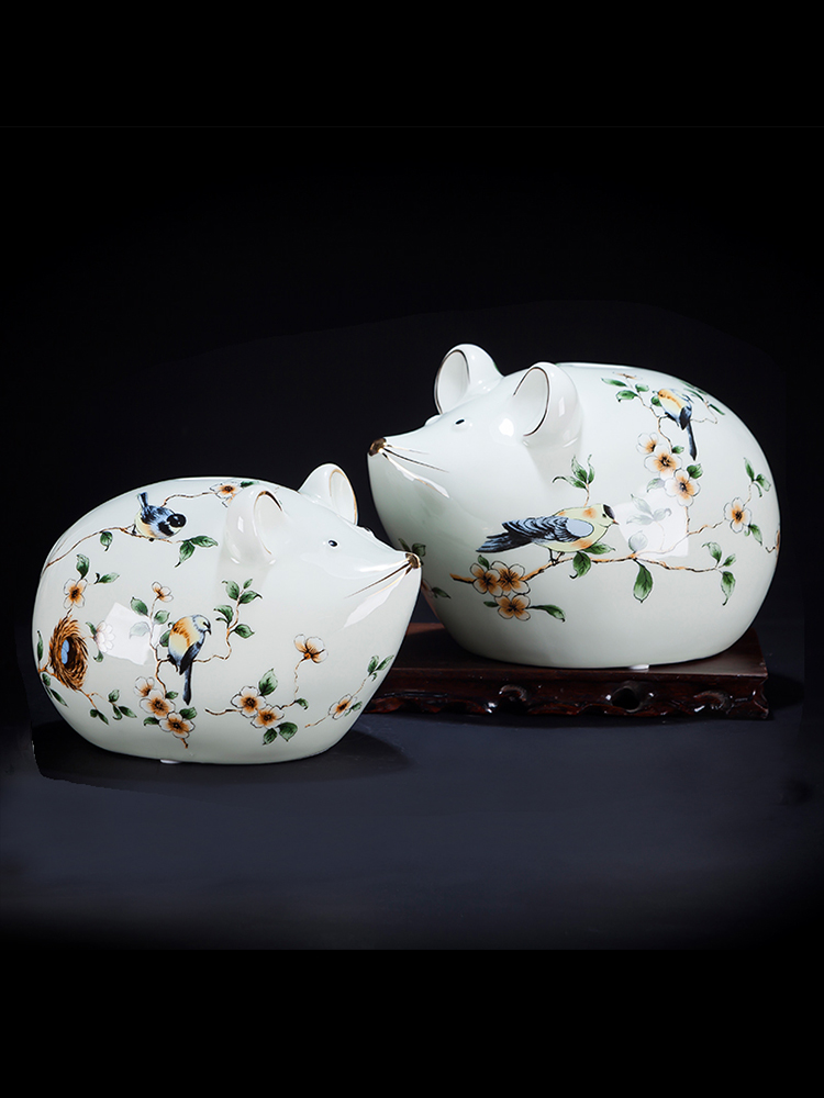 Jingdezhen ceramic sitting room pastel paint new Chinese style originality rat you money piggy bank furnishing articles gift decoration