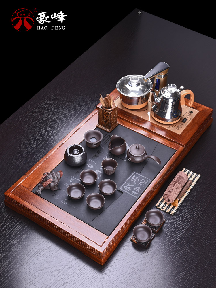 HaoFeng kung fu tea set purple ceramic tea set of a complete set of hua limu tea sharply stone tea tray was home outfit
