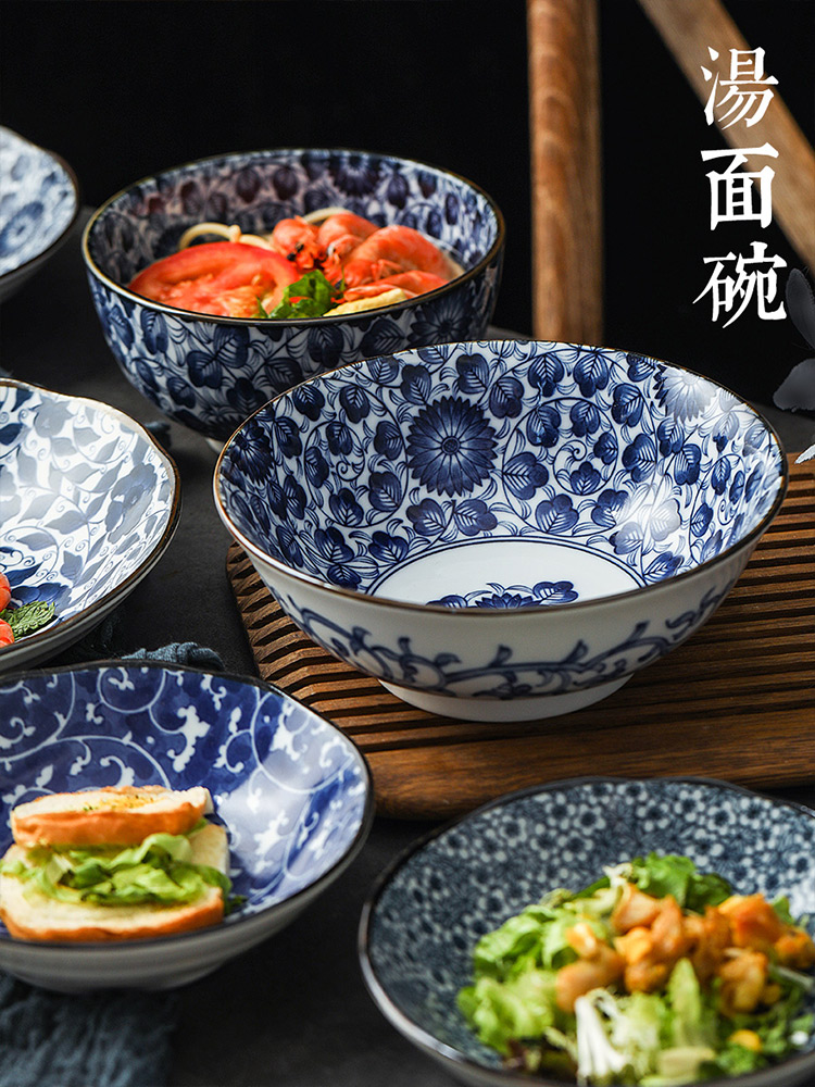 Japan 's imports of ceramic tableware dyeing and wind restoring ancient ways single Japanese rice porridge soup bowl bowl dish dish plate small bowl
