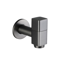 All-copper gun gray mop pool faucet quick-open single cold splash-proof balcony extended faucet home white bathroom